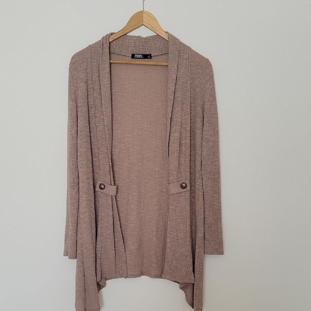 Women's Taupe Open Front Cardigan Boho Casual Chic Size M